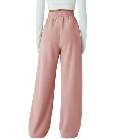 NWT Halara Rosette High Waisted Straight Leg Mop Corduroy Casual Pants XS Tall - Picture 4 of 11